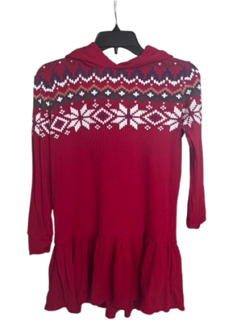 Polo Ralph Lauren Girls M 8-10 Fair Isle Waffle Knit Hooded Dress EUC